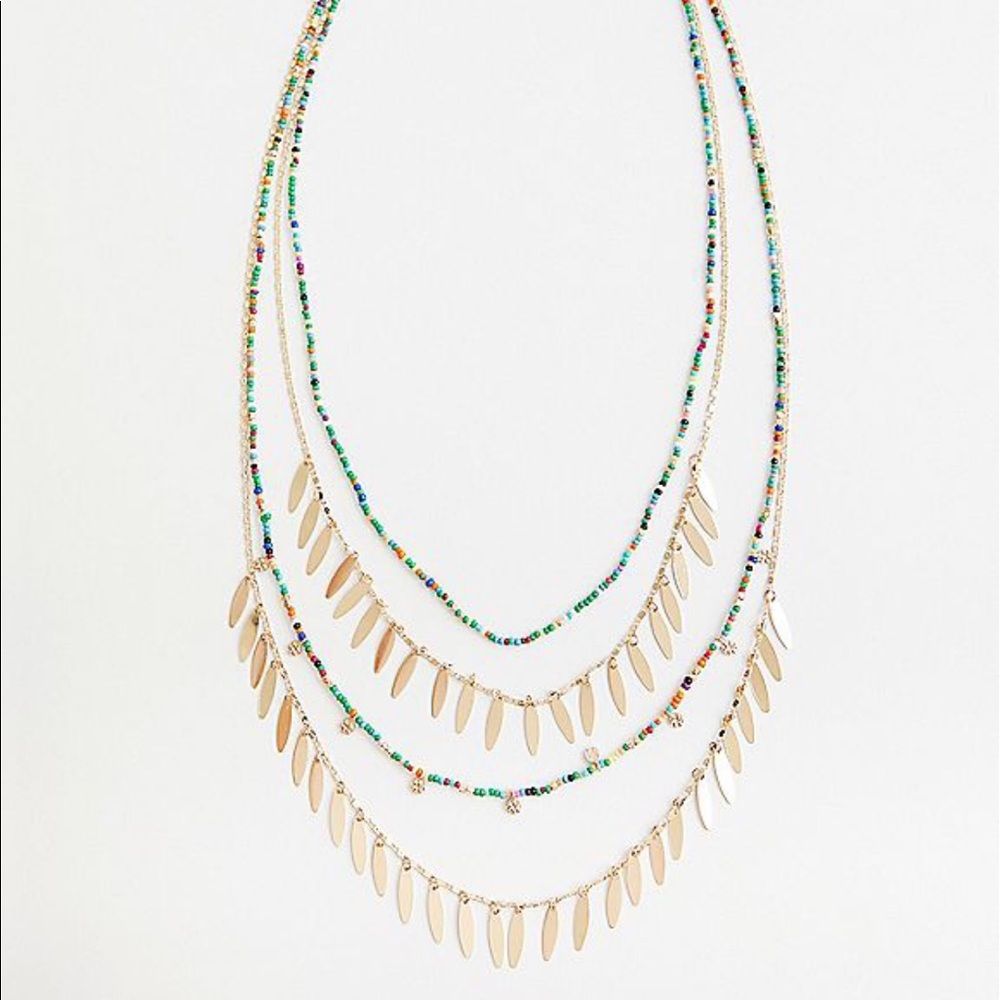 🌈 Gold-toned Rainbow Bead Necklace 🌈